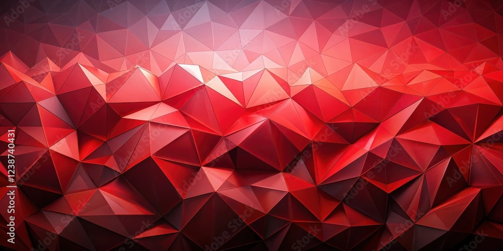 Poster Abstract Crimson Triangular Facet Landscape with Gradient Shading