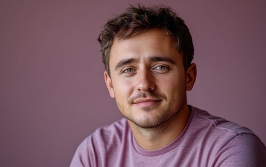 Obraz premium handsome man smiling with a mustache and a causal t-shirt