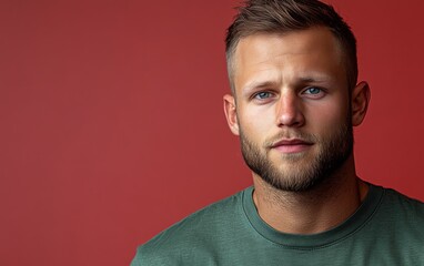 Fototapeta premium handsome man smiling with a mustache and a causal t-shirt