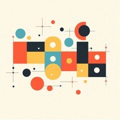 Obraz premium Abstract geometric design with colorful shapes and lines.