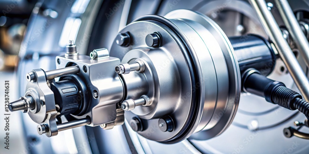 Aufkleber close-up of a precision engineered automotive braking system component