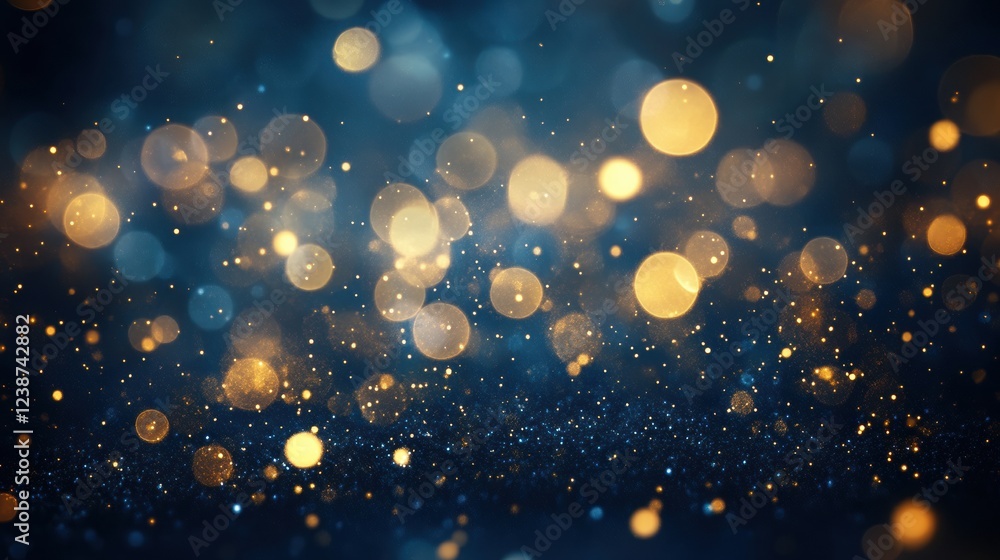 Poster glowing spheres on dark canvas with glittering particles creating an ethereal visual effect