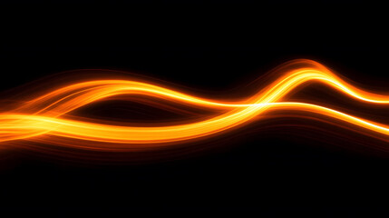 Obraz premium A glowing, undulating wave of orange light against a dark background, creating a dynamic and energetic visual effect