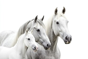 Two white horses standing together, a peaceful scene