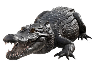 Fototapeta premium Fierce crocodile showcasing sharp teeth and textured scales in a detailed closeup image