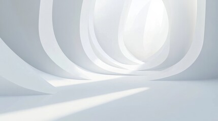 Minimalist Abstract Interior Space with Curved Walls and Soft Light Illuminating the Floor