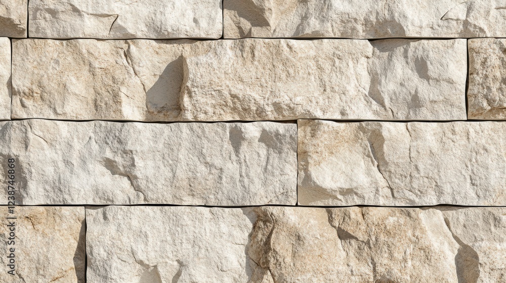 Poster rough beige stone blocks arranged in rows for a wall textured background material construction
