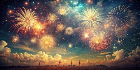 Golden Years Celebration Under Celestial Sky, vintage, nostalgia,  vintage, nostalgia, romance, elegant, memory