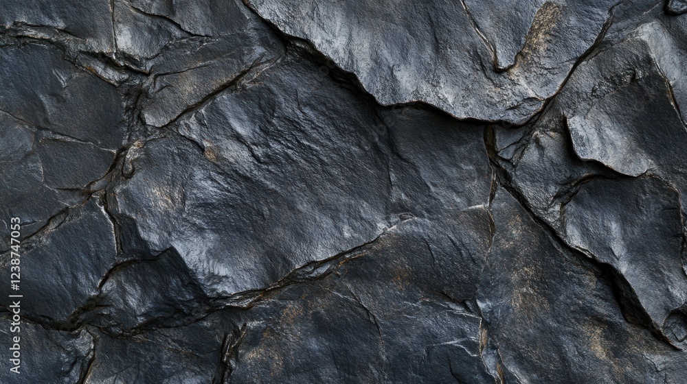 Poster rough dark rock surface texture with cracks and fissures creating a natural abstract pattern