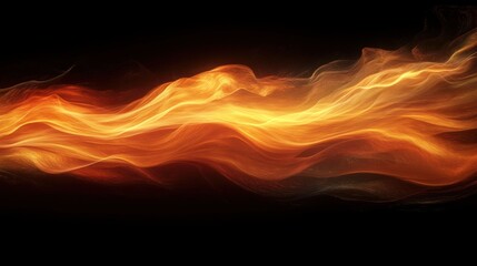 Swirling orange and yellow flames illuminate the dark background with dynamic movement and energy. Generative AI
