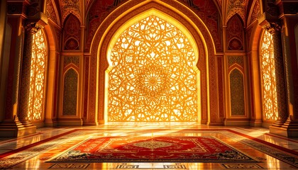 Obraz premium Golden Palace Interior: Sunlit Arabesque Grandeur