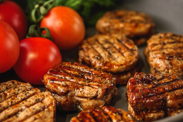 Grilled Pork Medallions Tenderloin Steaks for BBQ and Dinner