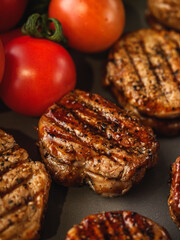 Grilled Pork Medallions Tenderloin Steaks for BBQ and Dinner