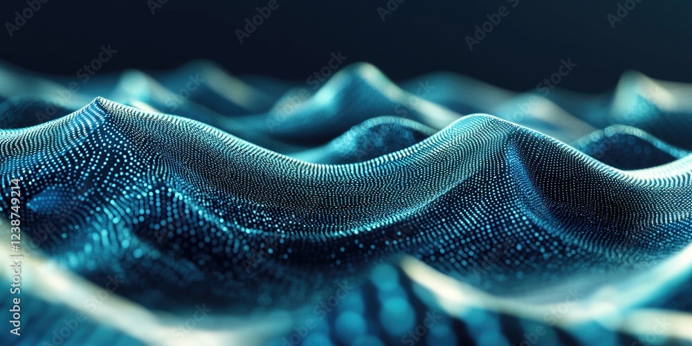 Aufkleber futuristic digital wave in cyberspace with transparent neural network and computer. science, technol