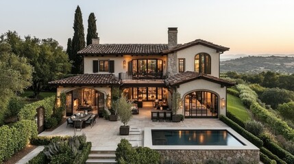Obraz premium Elegant California home design custom furnishings and outdoor space