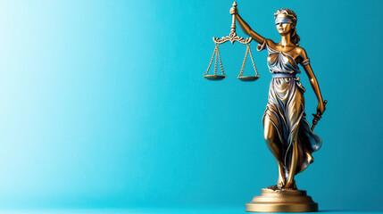 Stylish Lady Justice statue with scales symbolizing law and fairness