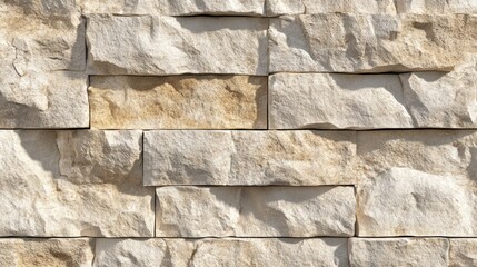 Textured Stone Wall Bricks With Beige Coloration Background Detailed Close Up View Material Design