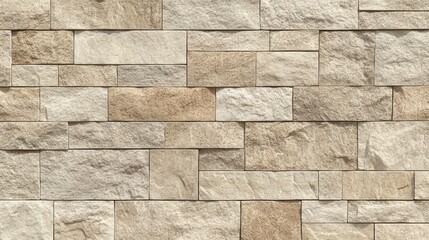 Textured Stone Wall Pattern with Earth Tones Arranged in Rectangular Shapes for a Rustic Design