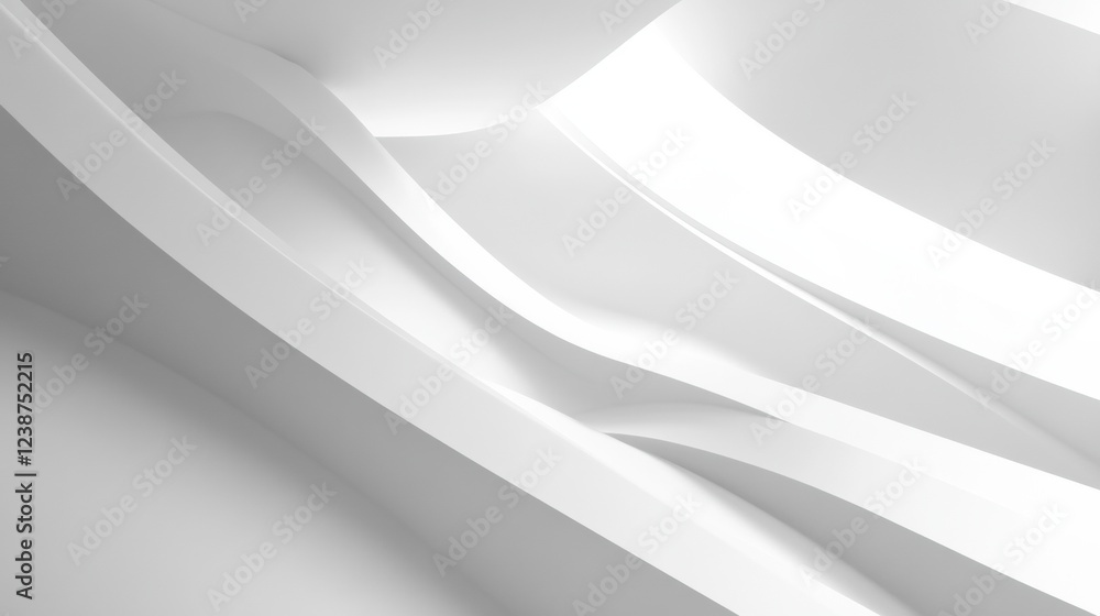 Poster white abstract curved structure with smooth surfaces and dynamic shadows creating unique design