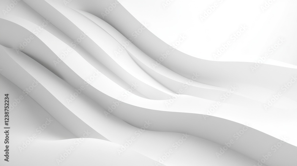 Poster wavy white abstract background with smooth curves and a minimalist modern design style
