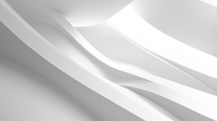 Fototapeta premium White Abstract Curved Structure With Smooth Surfaces And Dynamic Shadows Creating Unique Design
