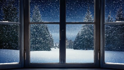 snow blizzard outside the window darkness