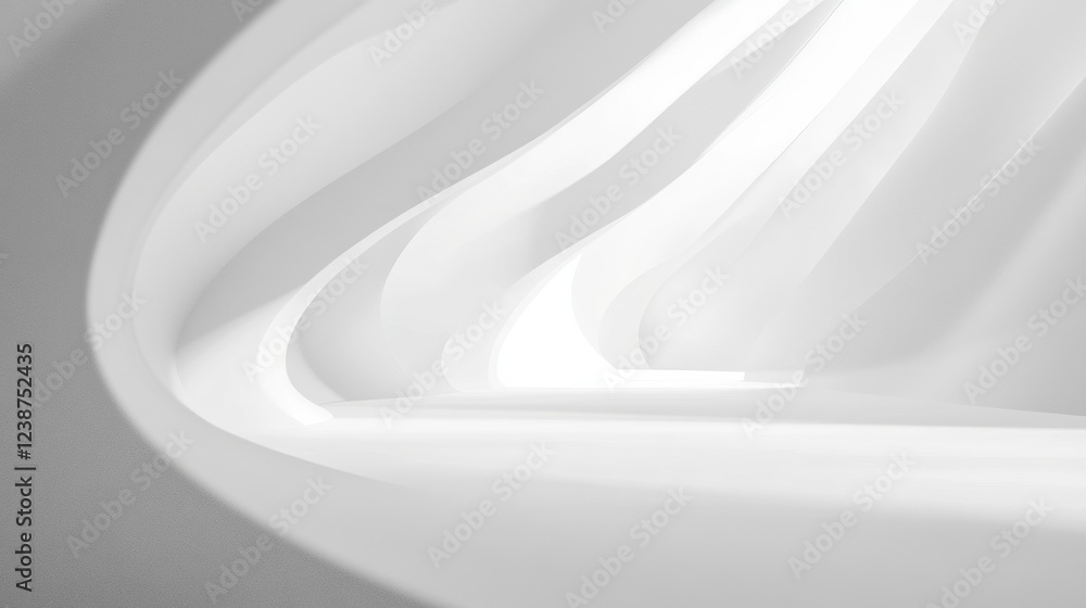 Poster white abstract interior curves soft light modern design architectural smooth forms empty space