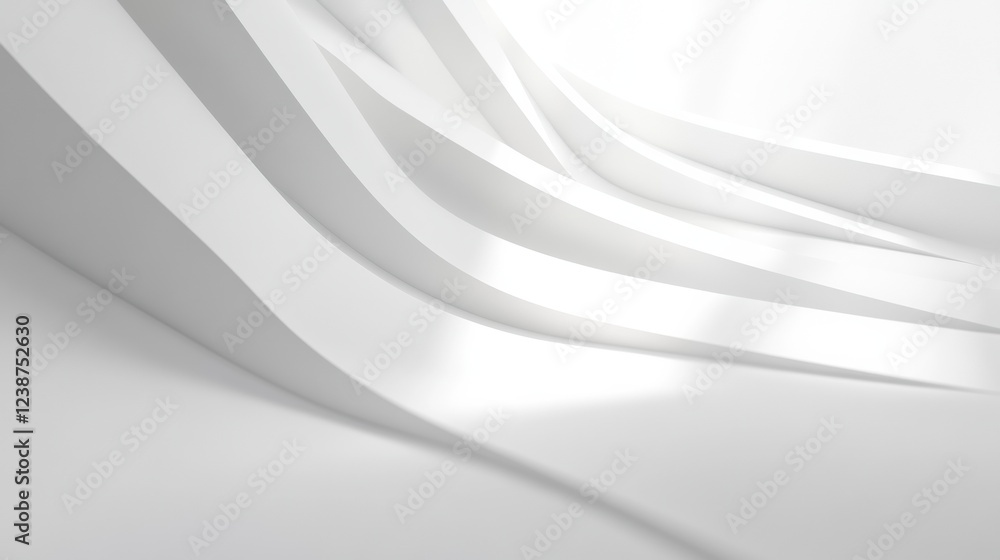 Aufkleber white curved structure abstract architectural design with gentle shadows and bright surface