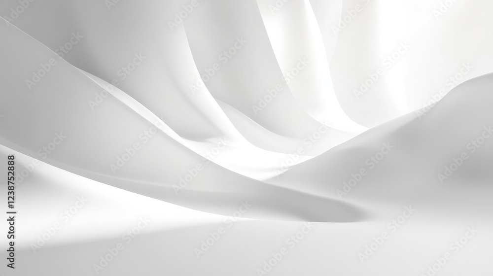 Poster white fabric abstract waves flowing in light creating soft curves and dynamic surface texture