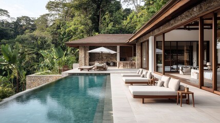 Fototapeta premium Modern villa living your tropical paradise outdoor oasis awaits