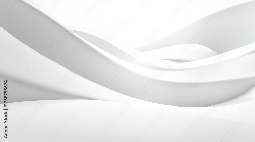 Poster white swirling abstract shapes creating a serene and minimalist wavy flowing pattern background