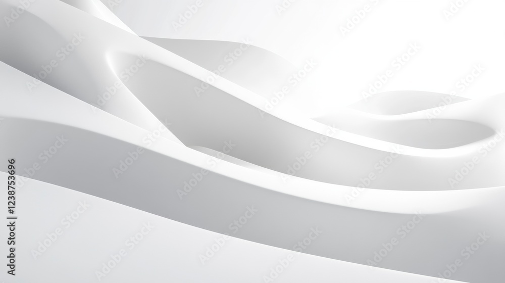 Poster white undulating surfaces forming abstract shapes and forms in smooth curved geometric layout