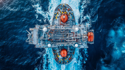 Obraz premium Aerial View of an Offshore Production Vessel on the Ocean
