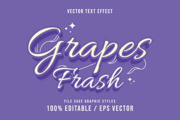 Premium Grapes text effects can be edited again, suitable poster, template.