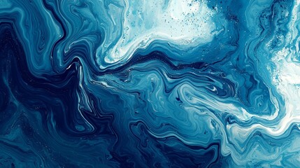 This piece showcases an abstract interpretation of blue paint fluidity.