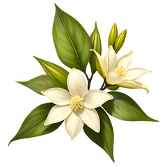 Elegant Flowering Plant with White Petals and Green Leaves