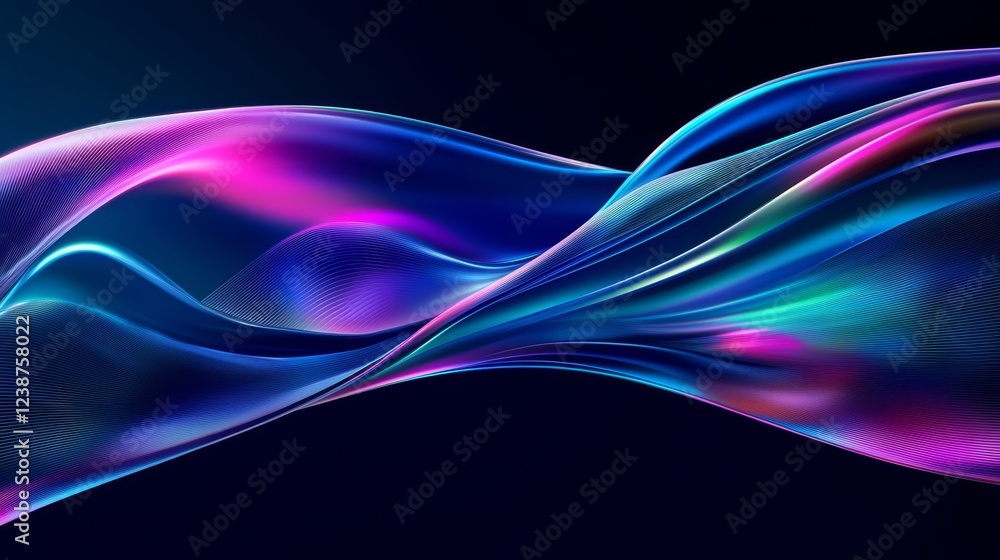 Canvas Prints dynamic curved waves against dark background