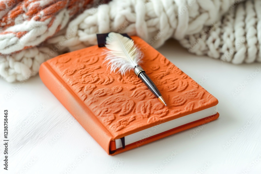 Poster a classic image of an open book with a feather pen resting on top, great for education and writing t