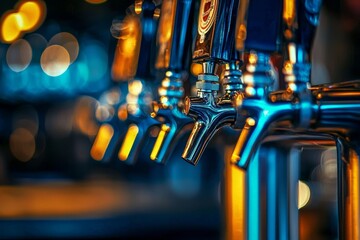 Artistic composition featuring beer taps against a dark backdrop.