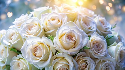 Elegant White Rose Bouquet: Luxurious Floral Arrangement for Wedding, Event, or Special Occasion