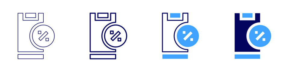 Deal finder icon in 4 different styles. Thin Line, Line, Bold, and Bold Line. Duotone style. Editable stroke