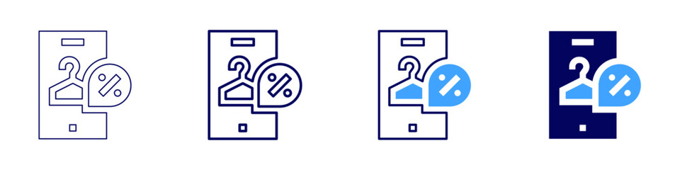 Fashion deals icon in 4 different styles. Thin Line, Line, Bold, and Bold Line. Duotone style. Editable stroke