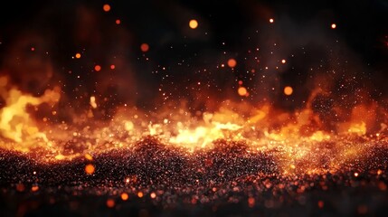 Naklejka premium Abstract Display of Burning Embers and Sparks