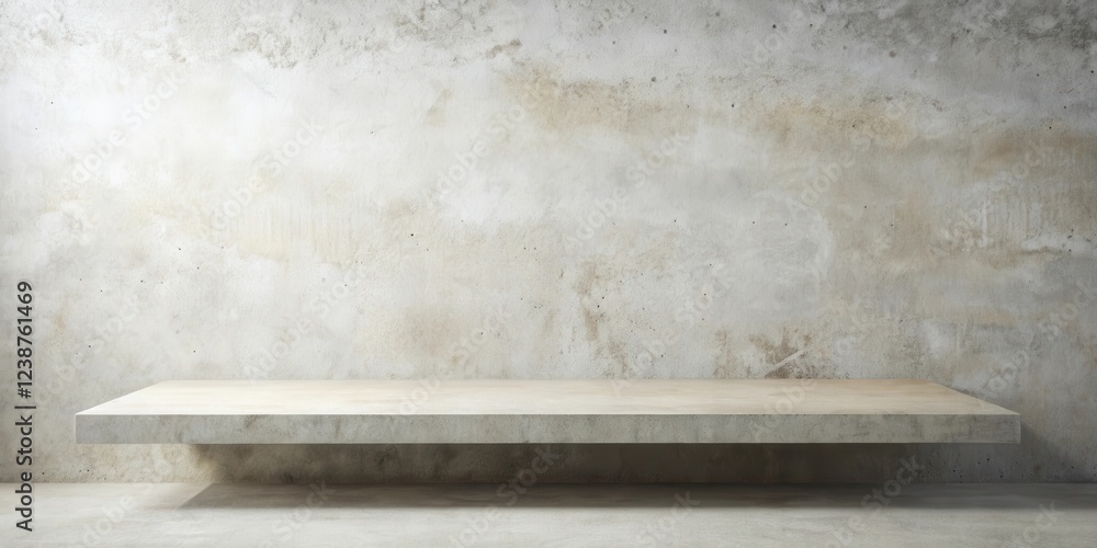 Poster Empty concrete shelf against a textured wall background perfect for product display or design presentation