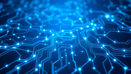 Obraz premium Futuristic blue digital light patterns form a tech-inspired web background