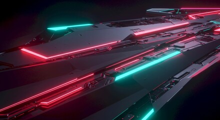 Futuristic Tech Background Abstract Neon Lights Cyberpunk Design Sci Fi Texture