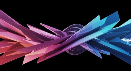 Abstract Geometric Design Pink Blue Purple Crystal Shapes 3D Render