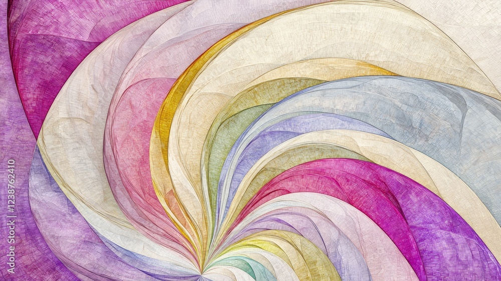 Poster abstract swirling arcs of colorful data reflecting complex processes