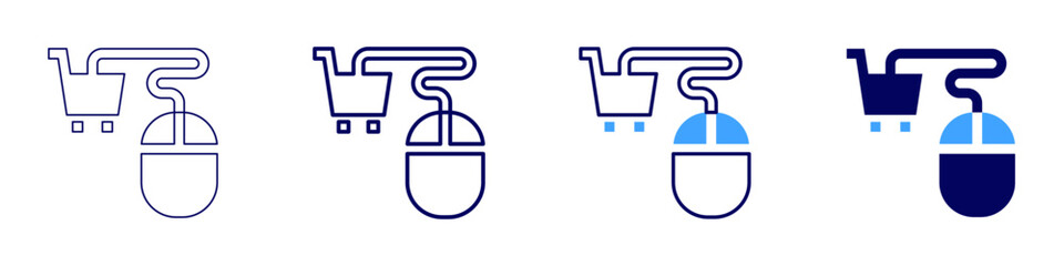 Online shopping best platforms icon in 4 different styles. Thin Line, Line, Bold, and Bold Line. Duotone style. Editable stroke