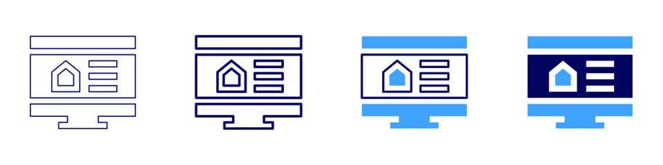Online shopping furniture icon in 4 different styles. Thin Line, Line, Bold, and Bold Line. Duotone style. Editable stroke